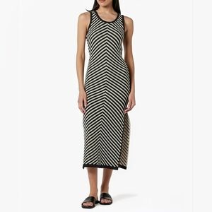 The Drop Ritu Black and White Chevron Maxi Crochet Knit Sleeveless Dress